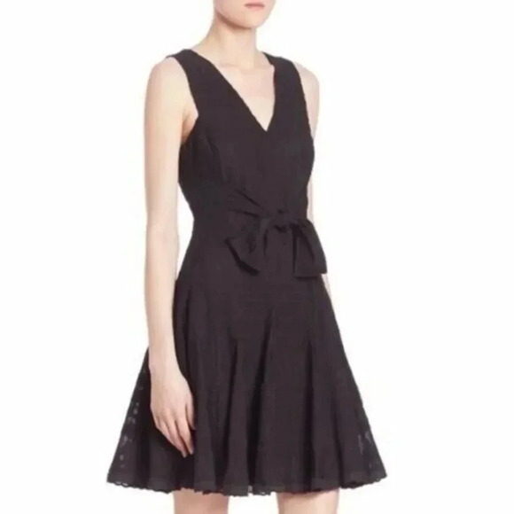 Rebecca Taylor Black Sleeveless Embroidered Gauze Dress 4 - Picture 1 of 4